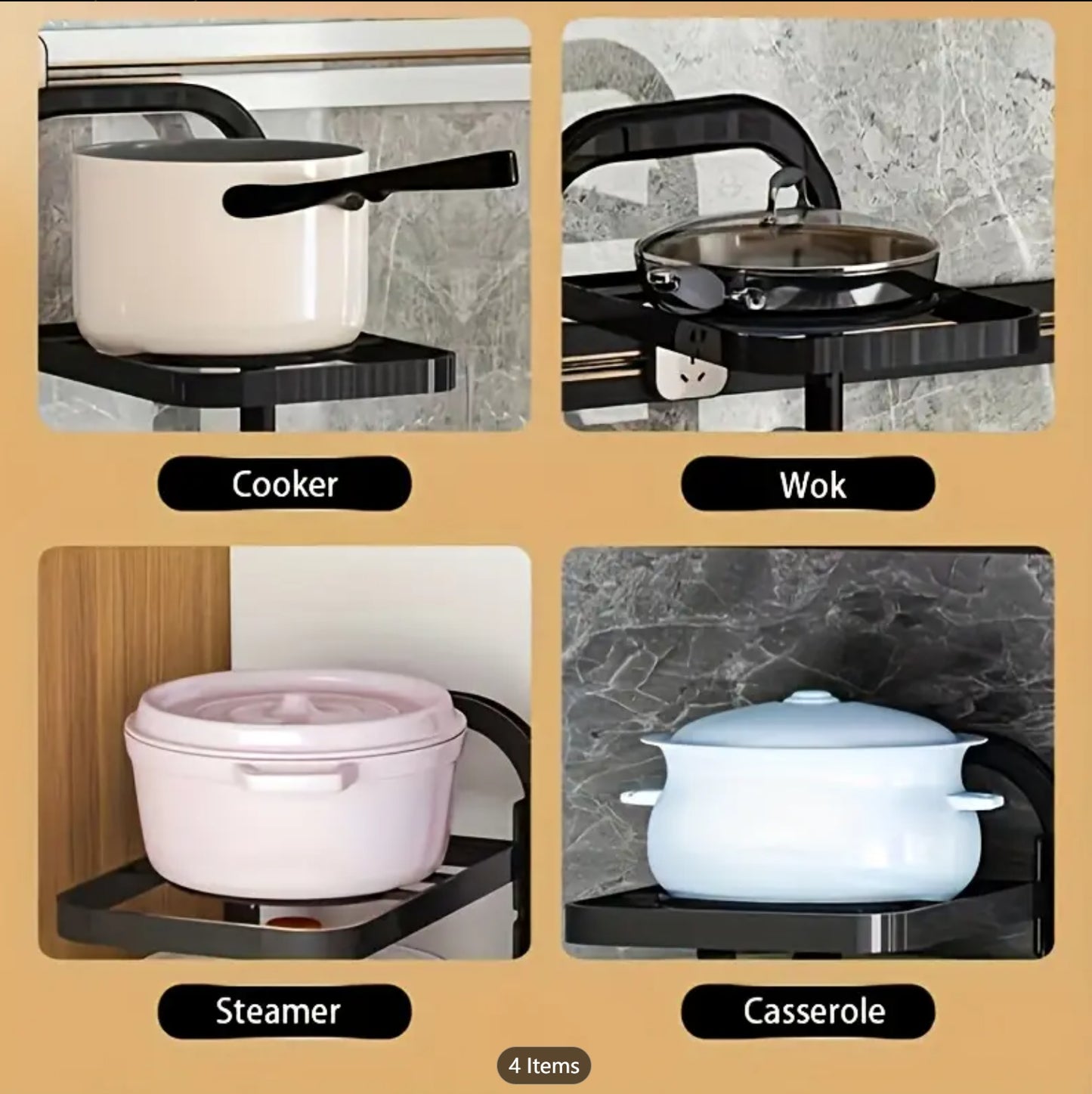 Pan Organizer Rack for Kitchen Cabinet and Counter