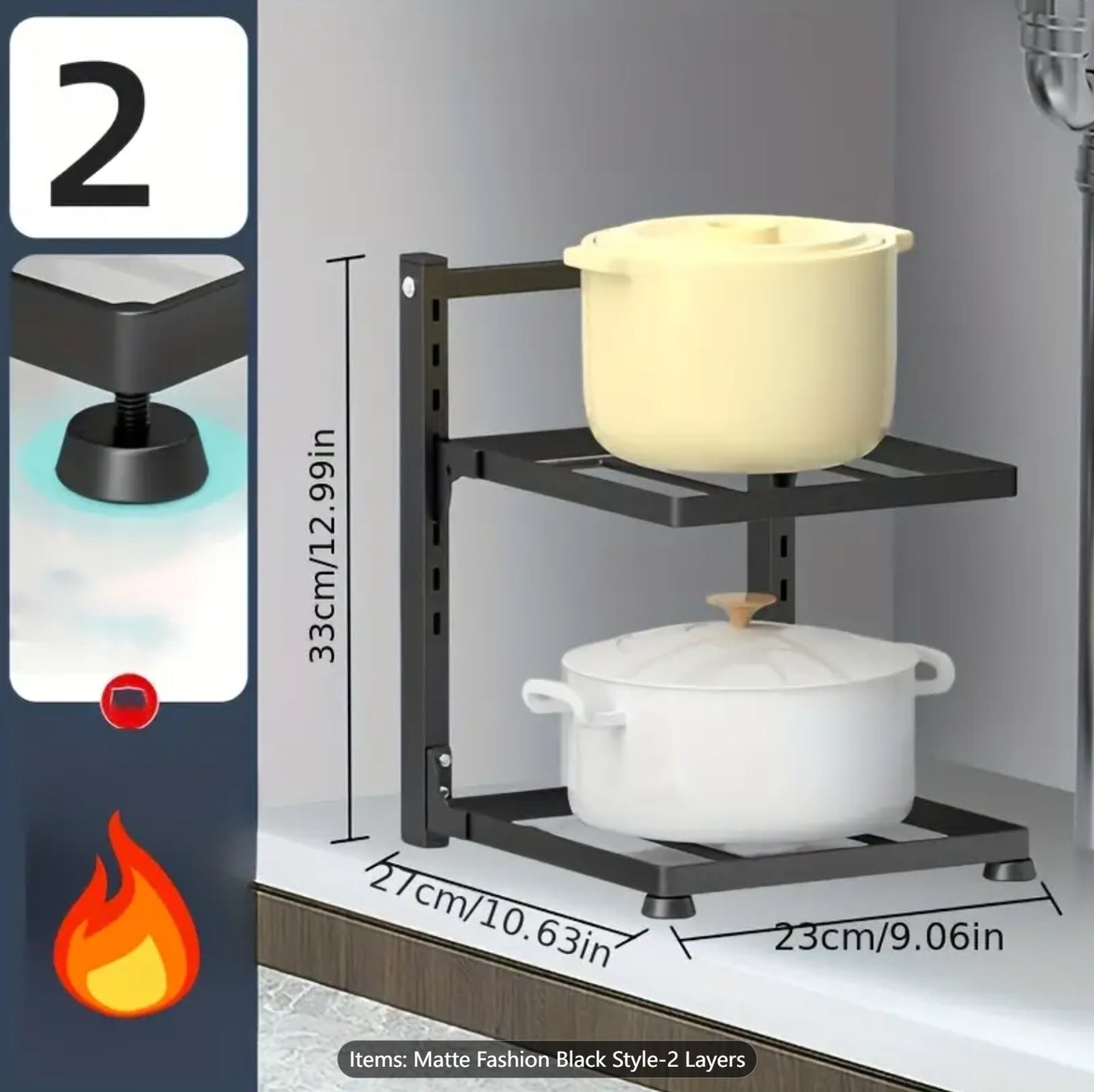 Pan Organizer Rack for Kitchen Cabinet and Counter