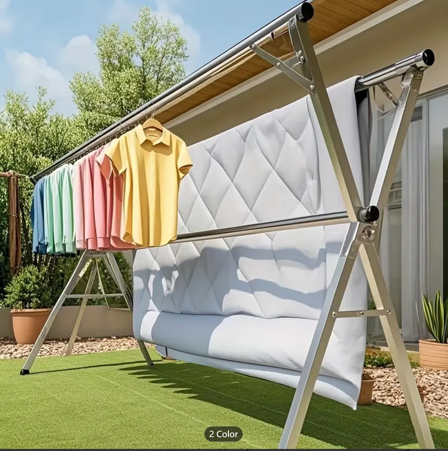 Folded Stainless Steel Clothes Drying Racks Outdoor & Indoor