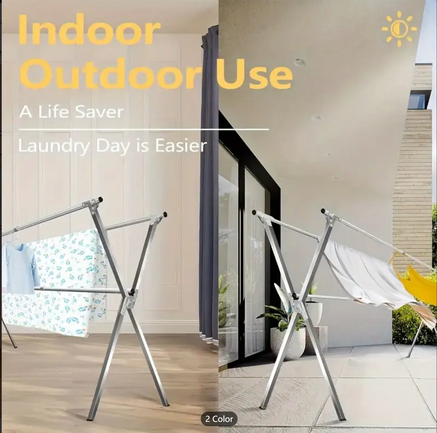 Folded Stainless Steel Clothes Drying Racks Outdoor & Indoor