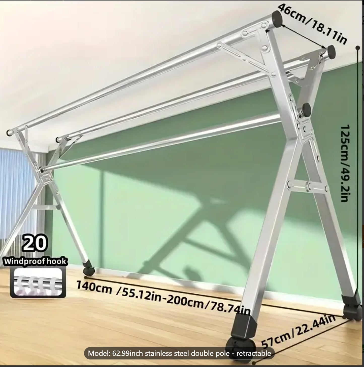 Folded Stainless Steel Clothes Drying Racks Outdoor & Indoor