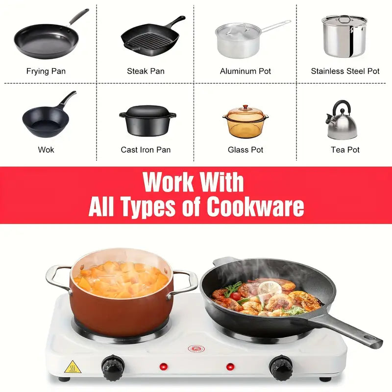 2000W Electric hot plate,Countertop Double Cast Iron Burner