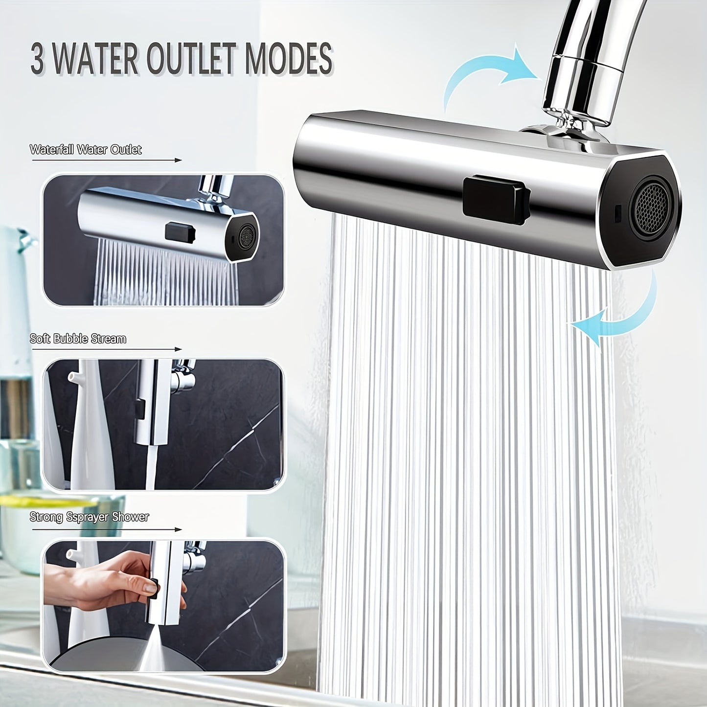 3 in 1 Large-Scale 360° Waterfall Faucet