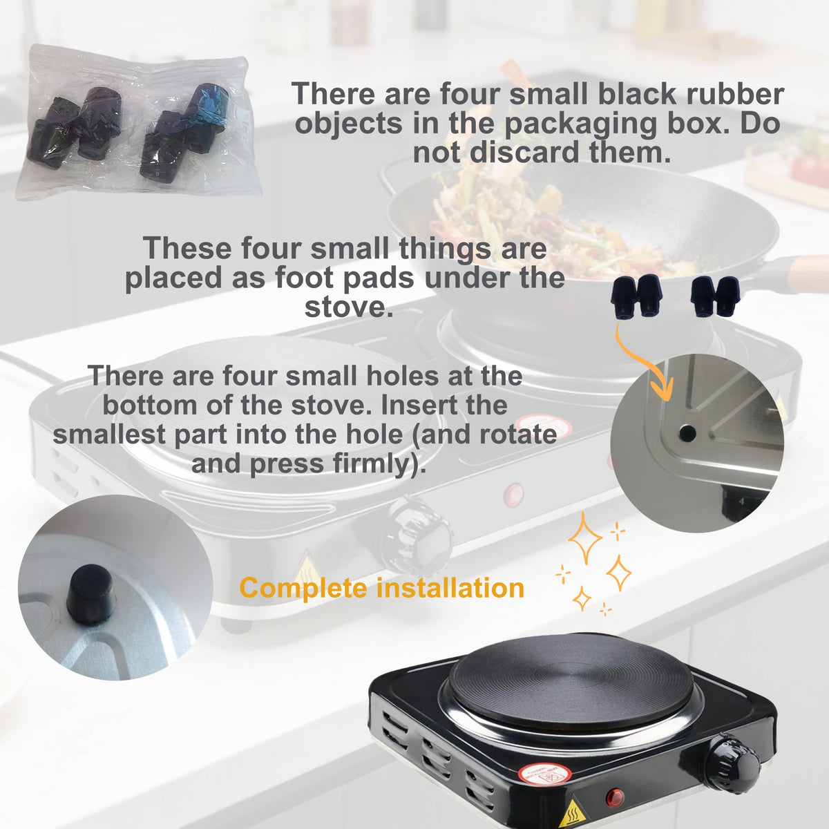REDUSK Electric Hot Plate, 2200W Countertop Burner,Cast Iron 2 Burners ,Portable Electric Stove, Portable Double Burners for Cooking,Easy to Clean, Black.