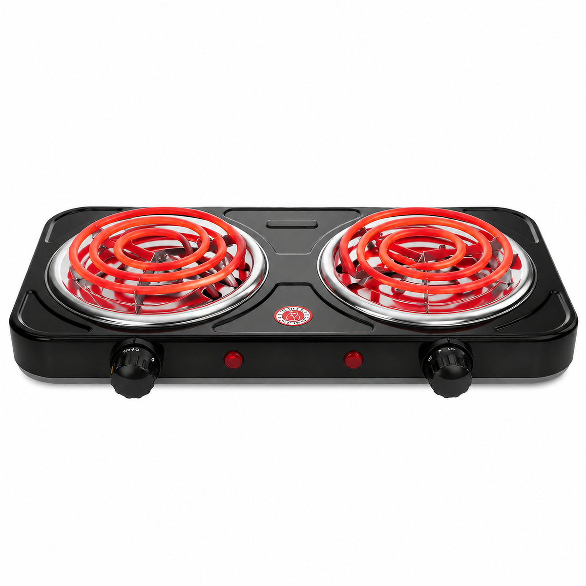 REDUSK 2200W Portable Electric Hot Plate for Cooking, Double Coil Electric Burner, Two Burner Electric Cooktop, Electric Stove with 2 Burner, Adjustable Temperature Control, Black