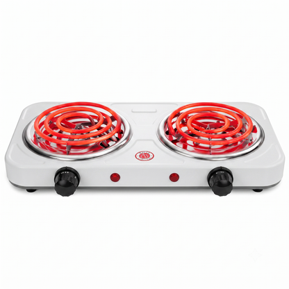 REDUSK 2200W Portable Electric Hot Plate for Cooking, Double Coil Electric Burner, Two Burner Electric Cooktop, Electric Stove with 2 Burner, Adjustable Temperature Control, Black