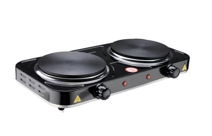 REDUSK Electric Hot Plate, 2200W Countertop Burner,Cast Iron 2 Burners ,Portable Electric Stove, Portable Double Burners for Cooking,Easy to Clean, Black.